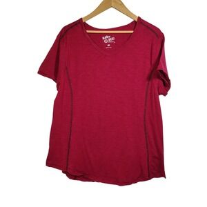 BAMBOO PREMIUM Womens V Neck‎ Short Sleeve T Shirt Red Size XL